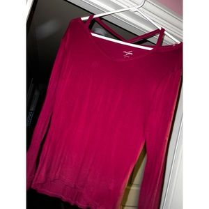 Red Cute Designed Long Sleeve Shirt